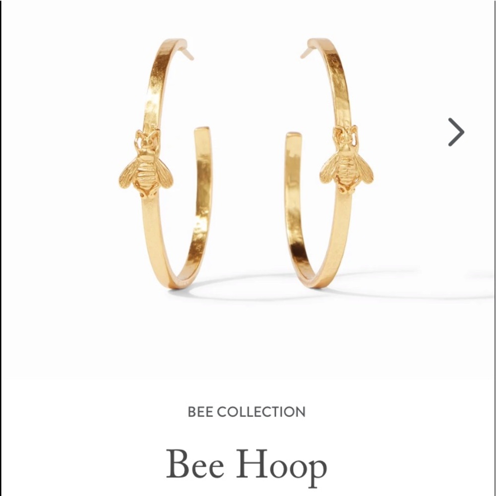 NWT. Julie Vos Gold Hoops. Medium - 1.25 inches.